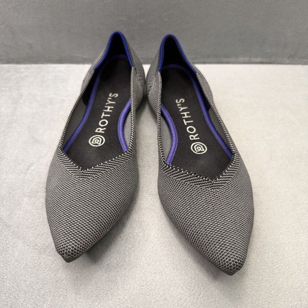 Rothy’s The Point Womens Size 7.5 Flats Birdseye Gray Knit Comfort Casual - Picture 3 of 17